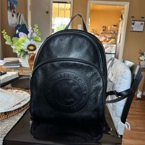 Michael Kors Black Backpack with Embossed Logo